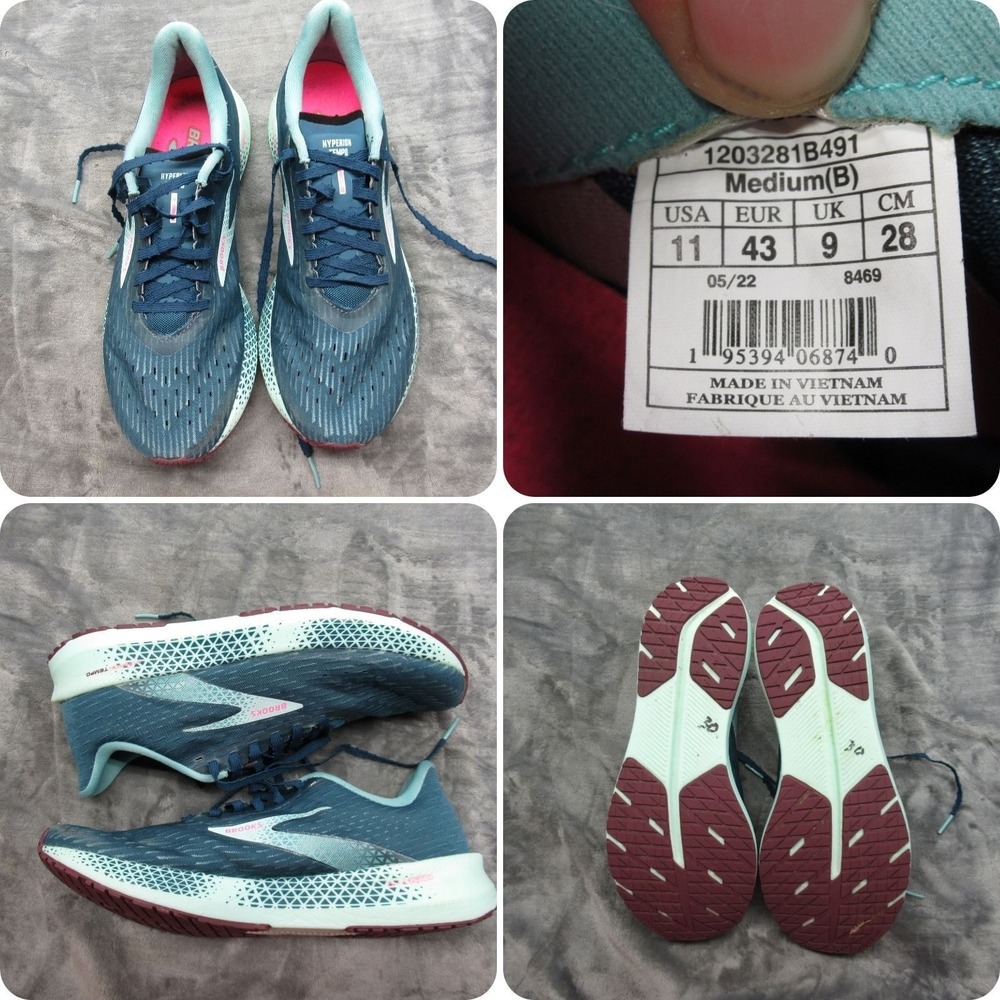 Brooks Running Shoes Women 11 Teal Hyperion Tempo DNA Flash Lace Up Athletic